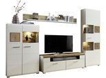 Wohnwand INNOSTYLE "FUN PLUS", weiß (weiß matt), B:325cm H:205cm T:47cm, Glas, Holzwerkstoff, Metall, Kastenmöbel-Sets, Wohnwand, inkl. LED-Beleuchtung, Topseller