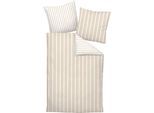 Wendebettwäsche JANINE "modernclassic 39028-28", beige (naturell), B/L: 200cm x 200cm, 1 Stk., 2 Stk., Mako-Satin, B/L: 80cm x 80cm & 80cm x 80cm, Mako-Satin, Obermaterial: 100% Baumwolle, Bettwäsche, Wendebettwäsche, mit Reißverschluss