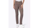Bequeme Jeans INSPIRATIONEN, Damen, Gr. 24, grau (dunkeltaupe), 99% Baumwolle, 1% Elasthan, unifarben, lang, Jeans 5-Pocket-Jeans