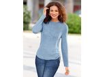 Strickpullover CASUAL LOOKS "Pullover", Damen, Gr. 48, blau (eisblau, ecru, meliert), 76% Polyacryl, 24% Baumwolle, meliert, unifarben, Pullover Strickpullover