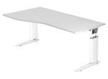 HAMMERBACHER VUS18/W/W höhenverstellbarer Schreibtisch 68 - 86 cm weiß / silber
