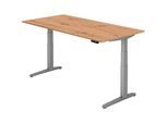 HAMMERBACHER VXBHM2E/R/SS elektrisch höhenverstellbarer Schreibtisch 65,0 - 130,0 cm - elektrisch asteiche / silber