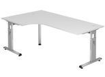 HAMMERBACHER VOS82/W/S höhenverstellbarer Schreibtisch 65 - 85 cm weiß / silber