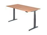 HAMMERBACHER XBHM2E höhenverstellbarer Schreibtisch 65,0 - 130,0 cm - elektrisch nussbaum / grafit