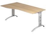HAMMERBACHER VFS18/E/S höhenverstellbarer Schreibtisch 65 - 85 cm eiche / silber