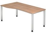 HAMMERBACHER VQS18/N/S höhenverstellbarer Schreibtisch 68,5 - 81 cm nussbaum / silber