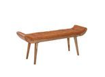 KADIMA DESIGN Sitzbank aus Massivholz und Leder/Stoff: Chesterfield-Muster, 125x50x38 cm, Lederpolsterung, Massivholzbeine.