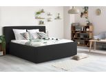 Polsterbett HOME AFFAIRE "Dalina", grau (anthrazit), B:251cm H:124cm L:247cm, Struktur (100% Polyester), Betten, Polsterbett, geradliniges Kopfteil, in 5 Breiten, auch in 220cm Länge