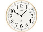 Funkwanduhr AMS "F5606", gold (goldfarben), Wanduhren, B/H/L: 5cm, Quarzuhr, Wohnzimmer, Esszimmer,Küche,Büro,Ø 40cm