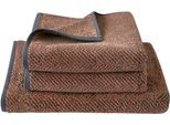 Handtuch Set DYCKHOFF "Golden Shades Herringbone", rosa (kupfer), 3 Stk., Walkfrottier, Walkfrottier, Obermaterial: 100% Baumwolle, Handtuch-Sets, mit Fischgrät-Muster; 2 Handtücher (50x100cm), 1 Duschtuch (70x140cm)