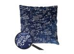 Zierkissen Schrift, Sofakissen Deko-Kissen mit Füllung, blau Glanz-Effekt 45x45cm