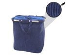 Wäschesammler MCW-C34, Laundry Wäschekorb Wäschebehälter mit Kordelzug, 2 Fächer Henkel 54x52x32cm 89l ~ cord blau