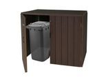 2er WPC-Mülltonnenverkleidung MCW-J28, Premium Mülltonnenbox, Metall Holzoptik, erweiterbar ~ braun