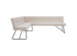 Stylife Eckbank, Schwarz, Beige, Metall, Textil, L-Form, 225x165 cm, seitenverkehrt erhältlich, mit Rückenlehne, Esszimmer, Bänke, Eckbänke