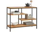 Landscape Regal, Schwarz, Eiche, Holz, Metall, Eiche, massiv, 4 Fächer, 120x90x35 cm, Typenauswahl, Wohnzimmer, Regale, Bücherregale
