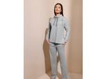 Hausanzug HAJO, Damen, Gr. 22/23, grau (grau, meliert), 54% Baumwolle, 45% Polyester, 1% Elasthan, Hose:62% Baumwolle, 38% Polyester, Homewear-Sets Hausanzug