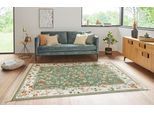 Teppich HANSE HOME "Orient Flowers" Gr. 31, grün, B:160cm H:5mm L:230cm, Viskose, Teppiche, Teppich, Kurzflor mit Fransen, Orient, Wohnzimmer, Schlafzimmer, Esszimmer