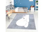 Kinderteppich CARPET CITY "ANIME921", grau, B:160cm H:11mm L:230cm, Polypropylen (PP), Teppiche, Kinderteppich, Kinderzimmer Teppich Modern mit Mond, Blumen, Wolken, Creme, Multi