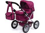 Puppenwagen BAYER "Trendy, bordeaux", rot (bordeaux), Puppenwagen, KinderB:39cm H:68cm T:68cm, Kunststoff, Metall, Stoff, mit Wickeltasche, B:39cm H:68cm T:68cm
