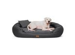 Tierlando Orthopädisches Hundebett LENNART VISCO PLUS Kunstleder und Velours schwarz/ graphit 1,4 m, 30 cm, 1,05 m