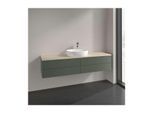 Villeroy und Boch Antao Waschtisch-Unterschrank L25053HL mit Beleuchtung, 4 Auszüge, 1600 x 360 x 500 mm, Front ohne Struktur, Leaf Green Matt Lacquer / Botticino