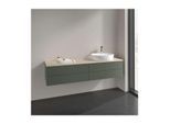 Villeroy und Boch Antao Waschtisch-Unterschrank L27053HL mit Beleuchtung, 4 Auszüge, 1600 x 360 x 500 mm, Front ohne Struktur, Leaf Green Matt Lacquer / Botticino