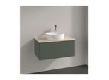 Villeroy und Boch Antao Waschtisch-Unterschrank K30053HL 80x36x50cm, Hahnloch, Waschbeckenplattenfarbe botticino, leaf green matt lacquer