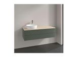 Villeroy und Boch Antao Waschtisch-Unterschrank L22153HL mit Beleuchtung, 2 Auszüge, 1200 x 360 x 500 mm, Front mit Struktur, Leaf Green Matt Lacquer / Botticino
