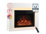 KAMINIO Elektrokamin MATTI - Elektrischer Standkamin mit Heizung, 3D-Flammeneffekt, LED-Ambientelicht, Fernbedienung - Weiß