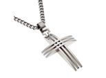 Kette mit Anhänger ZEEME "Edelstahl mit Kreuz-Anhänger 50cm lang", grau, Halsketten, Herren, 50cm, Edelstahl, L: 50 B: 27mm, glänzend, B:27mm