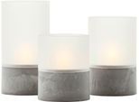 BRILLIANT Außen-Tischleuchte "Bougie", grau weißmatt, 1, Ø 8cm H: 10cm, 3 Stk., Leuchten, LED-Kerzen 3er-Set, Timer, Höhe 10/12,5/15 cm, Ø 8 cm