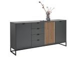 Voleo Sideboard , Graphitfarben, Eiche Artisan , Metall , 3 Fächer , 4 Schublade(n) Schubladen , 177.1x85.4x40 cm , FSC MIX , Beimöbel erhältlich , Kleinmöbel, Kommoden, Sideboards