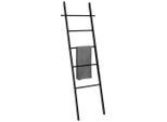 Wenko Handtuchleiter, Schwarz, Holz, Bambus, 43x170x33 cm, Montage ohne Bohren, Badezimmer, Badezimmerausstattung, Handtuchhalter