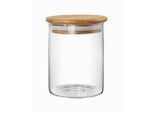 Homeware Profession. Vorratsdose , Hellbraun , Glas , Bambus , 0,7 l , rund , 12 cm , Lfgb , hitzebeständig , Küchenzubehör, Vorratsbehälter, Vorratsdosen