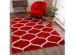 Hochflor-Teppich SANAT "Madrid", rot, B:120cm H:30mm L:170cm, Kunstfaser, Teppiche, Wohnzimmer, Langflor, Shaggy Teppich