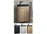 VCM 2-tlg Set Waschplatz für Gäste WC Gästebad Toilette Waschtisch Badmöbel Badezimmer Set – Slito-BL