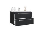 VCM 2-tlg. Waschplatz Waschtisch Waschbecken Unterschrank Breite 60 cm Badmöbel Set hängend mit zwei Schubladen Badinos