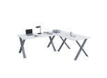 VCM VCM Holz Schreibtisch Eckschreibtisch schlicht 190x190 L Form links oder rechts Arbeitstisch Platte 80 cm tief Computertisch Büromöbel - Lona X