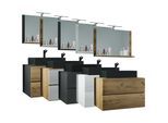 VCM 2-tlg. Waschplatz Waschtisch schwarzes Waschbecken Unterschrank Breite 80 cm Badmöbel Set mit Schubladen Lendas BL