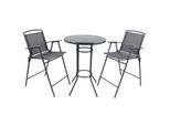 VCM Bar Set 3-teilig, Stehtisch Ø 70 cm mit 2 Barstühlen, Metall & Glas, Textilene Bezug, Outdoor geeignet für Balkon, Terrasse & Garten - Garlos