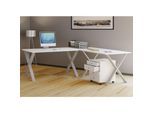 VCM VCM Holz Schreibtisch Eckschreibtisch schlicht 190x130 L Form links oder rechts Arbeitstisch Platte 50 cm tief Computertisch Büromöbel - Lona X