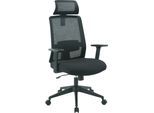 Bürostuhl OTTO HOME "Tallard, Mesh Schreibtischstuhl, ergonomische Ausstattung", schwarz (schwarz, schwarz, schwarz), B:68cm H:114cm T:68cm, Stühle, Bürostuhl, verstellbare Kopfstütze, Lumbalstütze & Armlehnen
