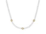Collier "mit Zirkonia und Muschelkern-Perlen, Silber 925", gold, GIORGIO MARTELLO MILANO, Halsketten, Damen, 45cm, Silber 925 (Sterlingsilber), Collier