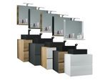 VCM 3-tlg. Waschplatz Waschtisch schwarzes Waschbecken Unterschrank Breite 60 cm Badmöbel Set mit Schubladen Spiegel Lendas S BL