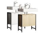 VCM Waschbeckenunterschrank Badschrank Maße: H. 60 x B. 60 x T. 30 cm 2 Seitenteile aus Metall Korpus aus Holz 2 große Drehtüren - Edino