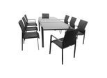 DEGAMO Garnitur TORINO 9-teilig, Alu + Glas + Kunstgewebe grau