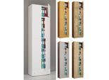 VCM XXL Büroschrank mit 5 Fächern mit Aufsatz und Schublade moderner Aktenschrank mit Drehtüren Maße ca. H. 240 x B. 70 x T. 39 cm – Lona 5-Fach
