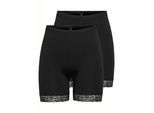 Radlerhose ONLY "ONLLIVE – Radlerhosen mit Spitzensaum im praktischen Doppelpack", Damen, Gr. M (38), N-Gr, schwarz, Jersey, Obermaterial: 95% Baumwolle, 5% Elasthan, unifarben, slim fit, Hosen Radlerhose, unifarben, modisch, slim fit, Baumwollmischung