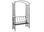 vidaXL Rosenbogen mit Bank Schwarz 128x50x207 cm Eisen