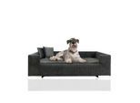 Rohrschneider ® Hundesofa, Hundebett Cord für mittelgroße und große Hunde, inkl. 2 Dekokissen dunkelgrau